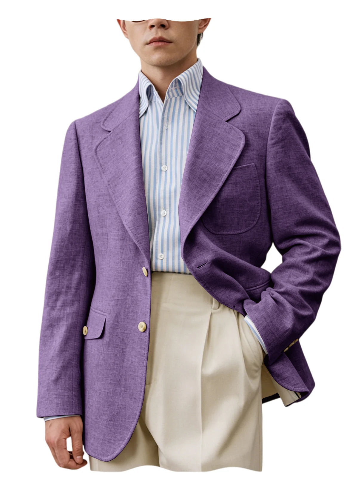Men's Linen Blazer Casual Business Suit Jacket Single Breasted Notch Lapel Sport Coat Breathable Summer Wear for Wedding Party