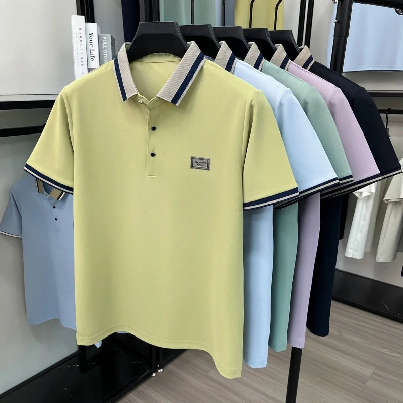 BROWON Men's Breathable Polo Shirt Short Sleeve Smart Casual Top