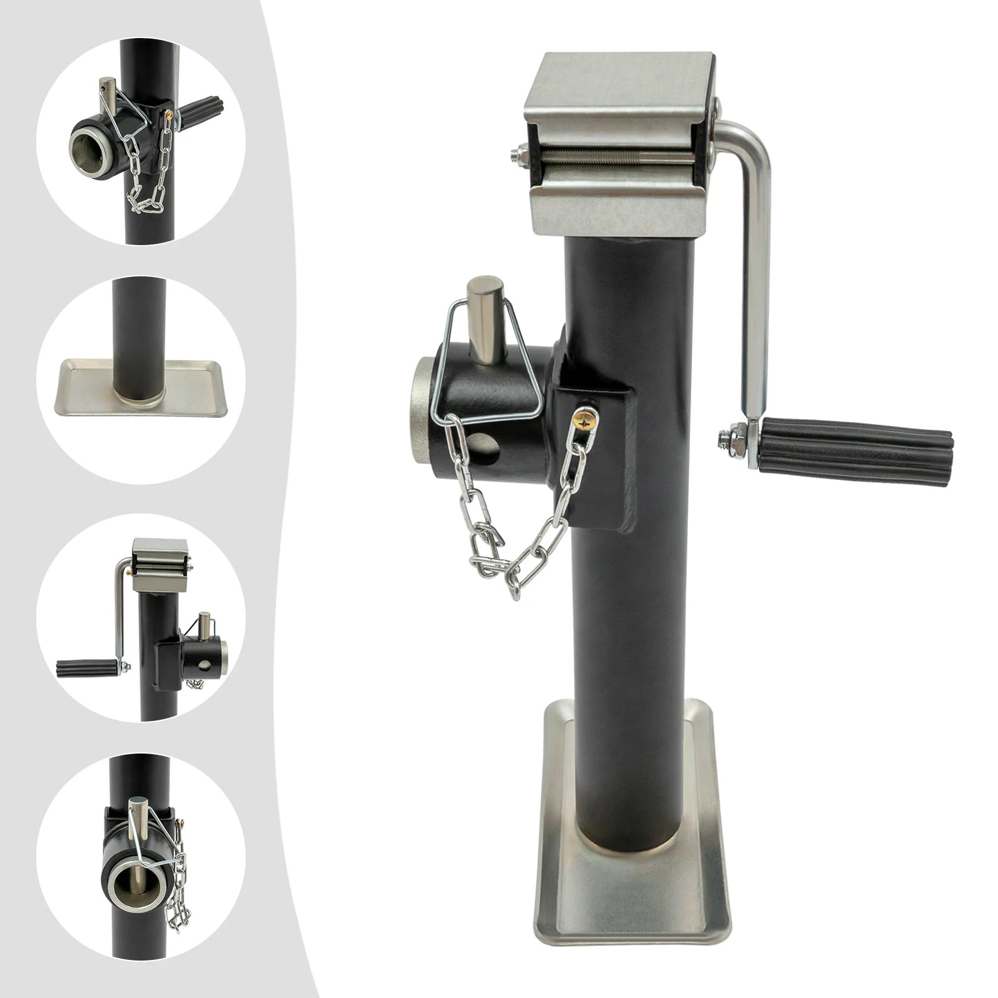 2000 lbs Trailer Supports Jack Leg 1000Kg Vertical Travel Weld-on Pipe Mount Swivel Trailer Jack w/ Support Base