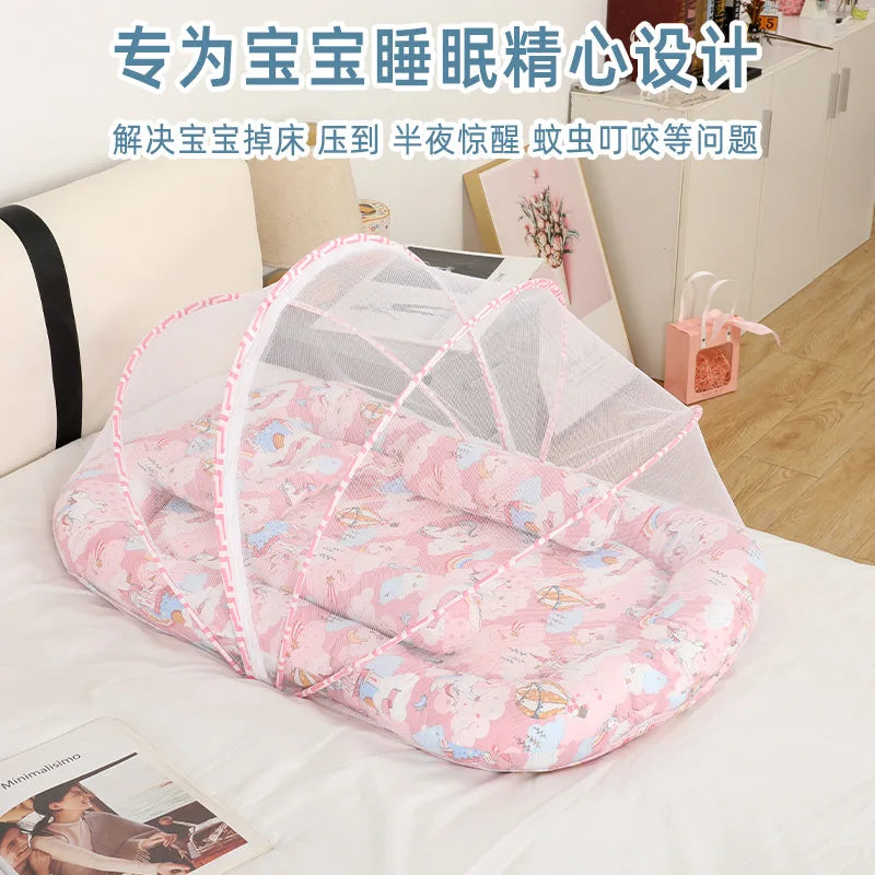 Neonatal Sleeping Pad Bedding Set For Crib With Mosquito Net All Season