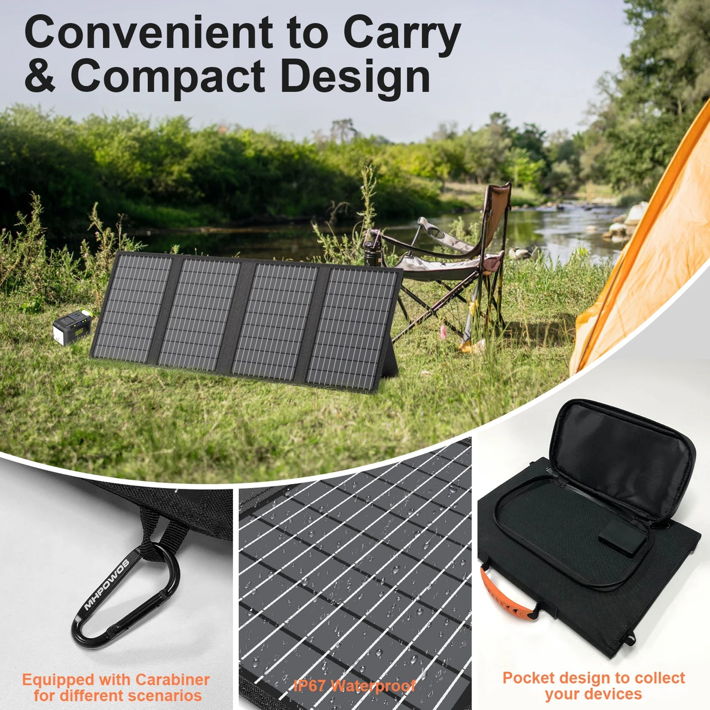 MHPOWOS 18V Portable Solar Charger Foldable 60W 45W Panel