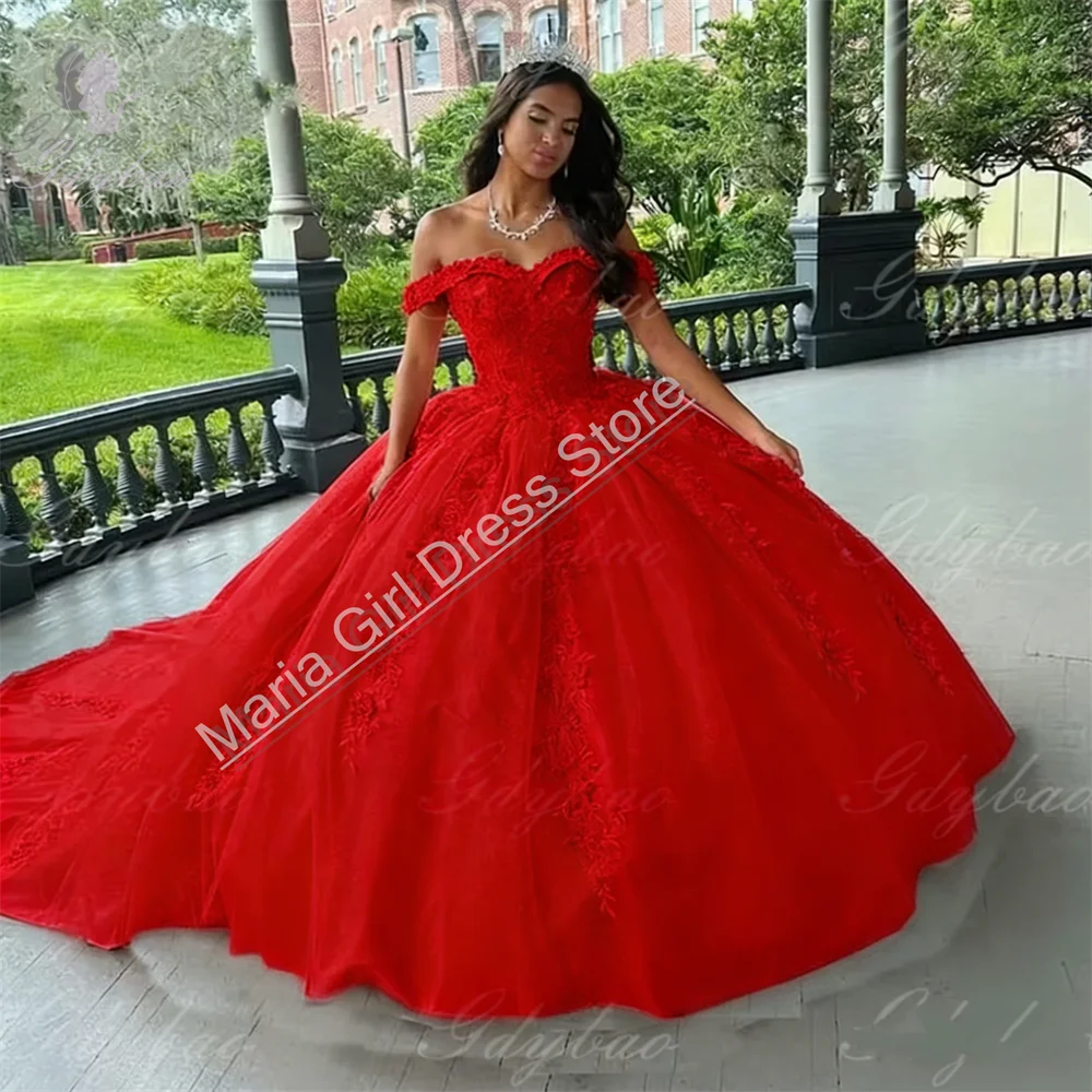 Ball Wedding Beauty Pageant Pink Off-Shoulder Dance Party For  Party Lace Tulle Court Train Formal Birthday Princess Gowns