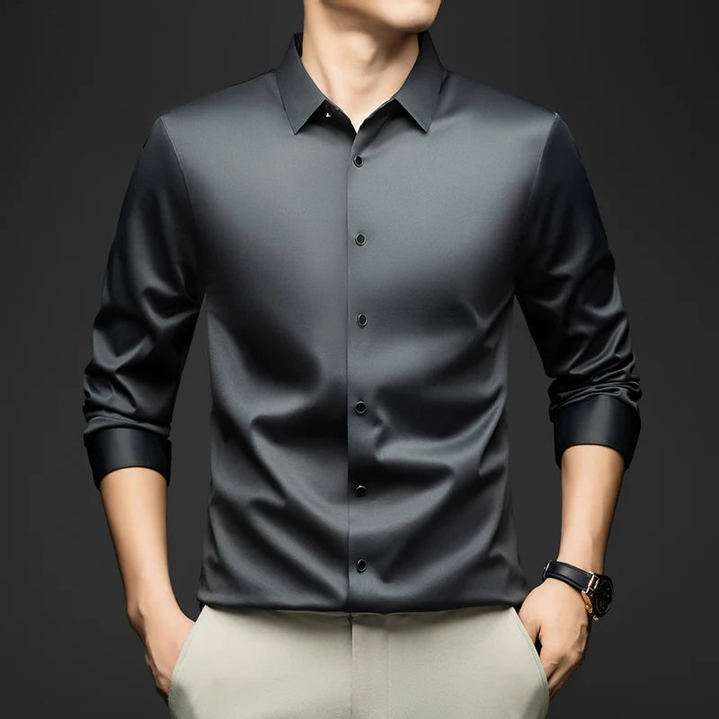 BROWON Mens Long Sleeve Formal Elegant Business Shirt