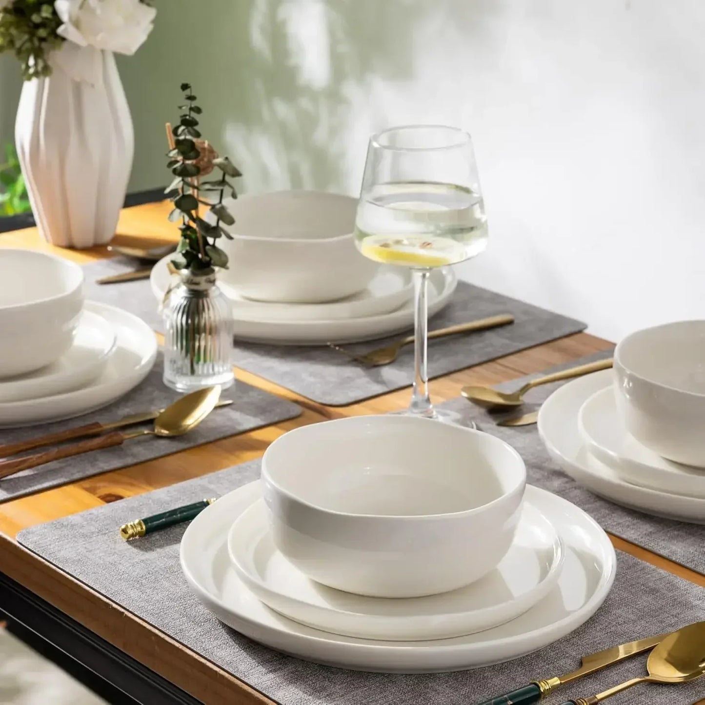 Ceramic Dinnerware Set For Eight Handcrafted Stoneware Plates And Bowls