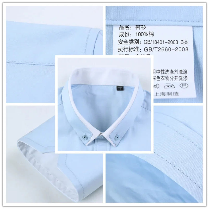 2026 New Arrival Men Casual Business Shirt Long Sleeve Korean Style Solid Color Cotton Mens Shirt Turn Down Collar Shirt for Men