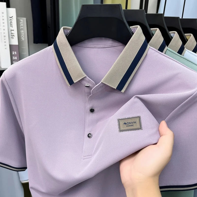 BROWON Men's Breathable Polo Shirt Short Sleeve Smart Casual Top