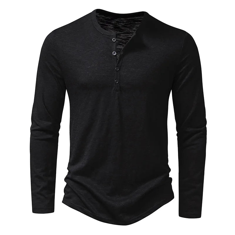 King Billion Men's Cotton Button Henley Long Sleeve Shirt