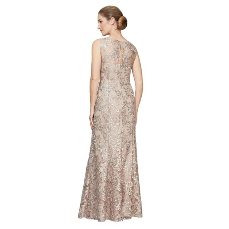 Women's Long Sleeveless Mother of the Bride Dress with Shawl