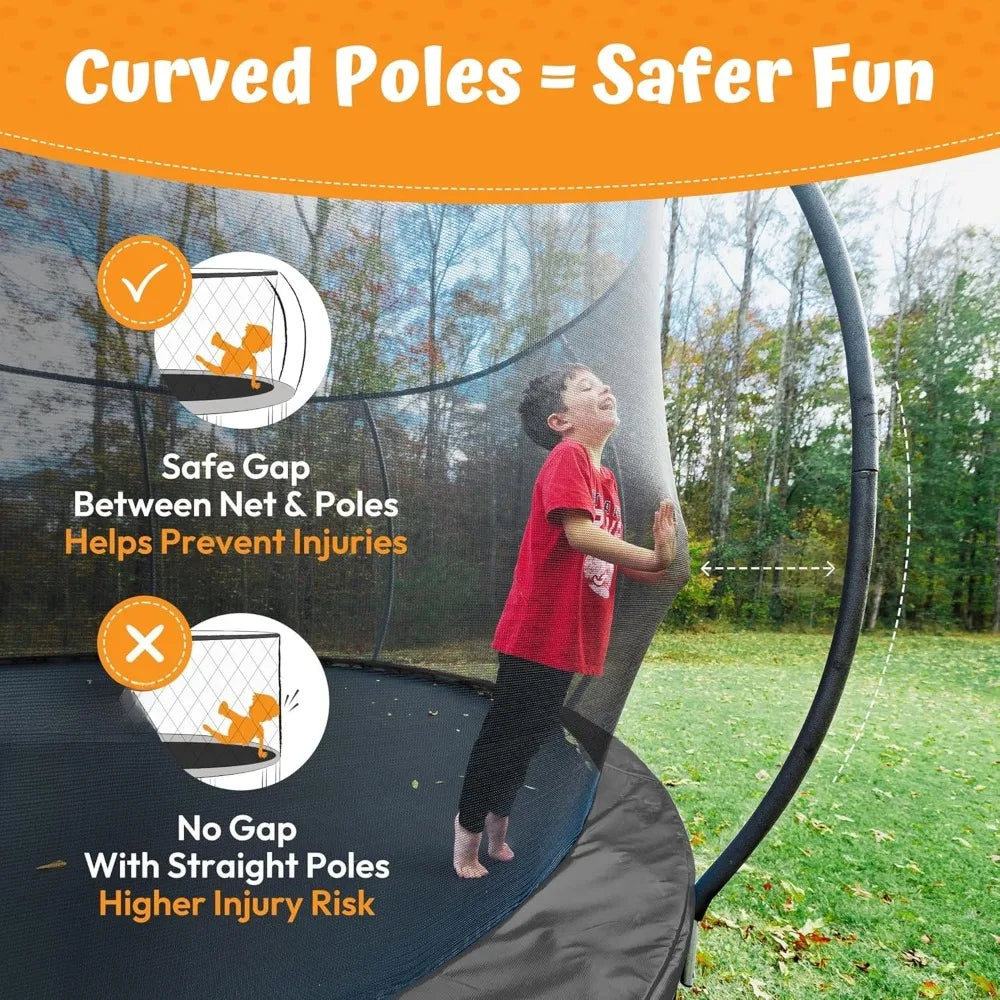10FT Outdoor Trampoline with Safety Enclosure, Non-Slip Ladder and Anti-Rust Coated Frame, ASTM Certified, Customized