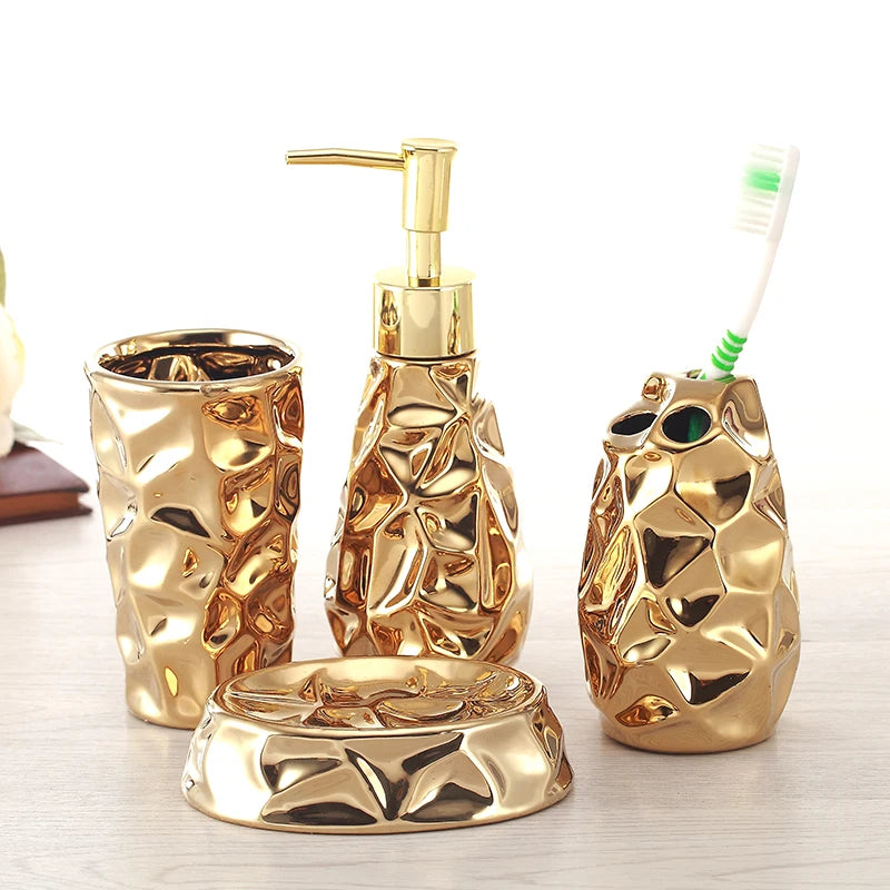 European Ceramic Bathroom Set Four-Piece Lotion Bottle Toothbrush Cup