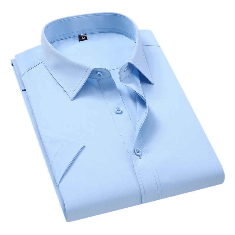 BROWON Mens Cotton Blend Short Sleeve Business Shirt