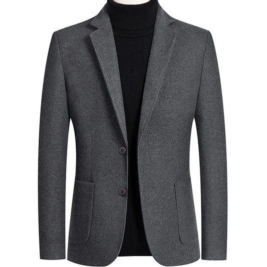 BROWON Brand 2026 New Autumn Formal Woolen Overcoat Mens Wedding Pocket Business Casual Blazer for Male Korean Fashion Coat