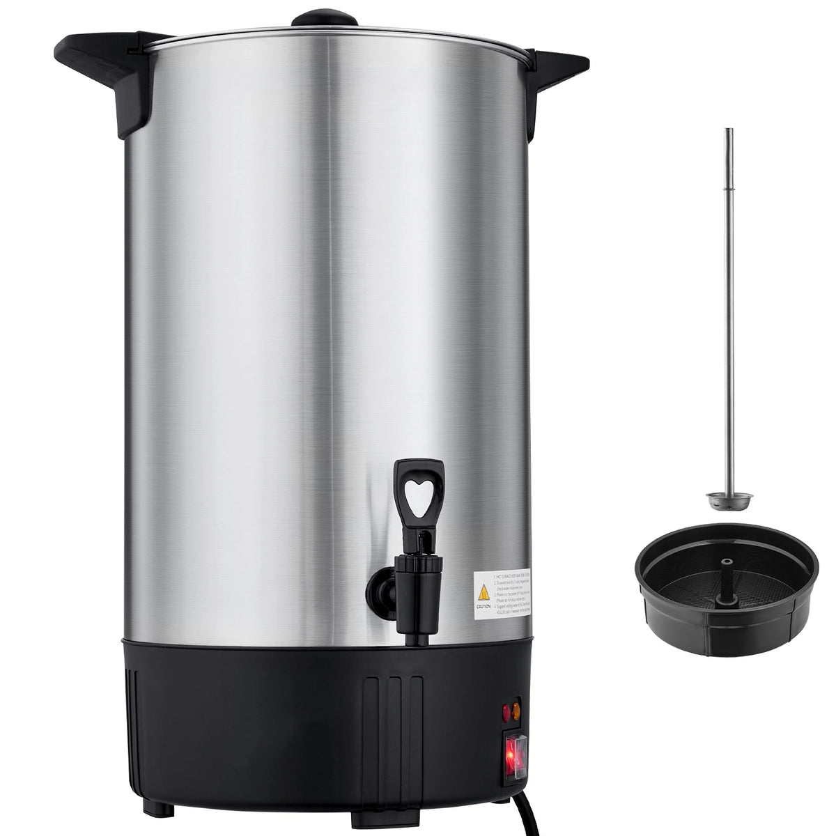 SucceBuy Commercial Coffee Urn 100Cup 15L Hot Beverage Dispenser with Dripless Faucet Quick-Brewing Stainless Steel Coffee Maker