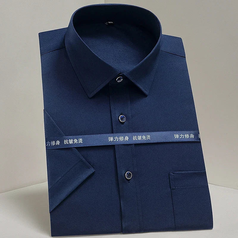 Browon Men Short Sleeve Oxford Formal Business Shirt