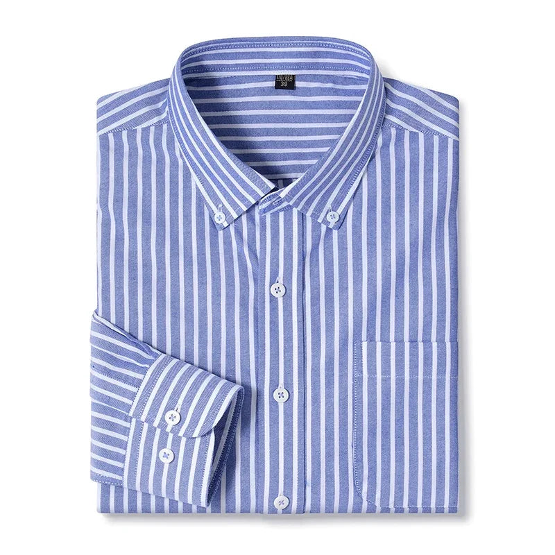 BROWON Brand 2026 Spring Long Sleeves Shirts Mens 100% Cotton Striped Business Shirts for Men Daily Formal Work Tops Man