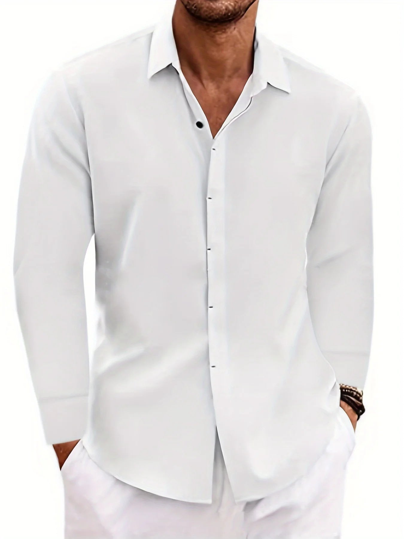 Men's Linen Long-sleeved T-shirt Loose Undershirt Solid Color Long-sleeved Cotton And Linen Shirt Men's Shirt