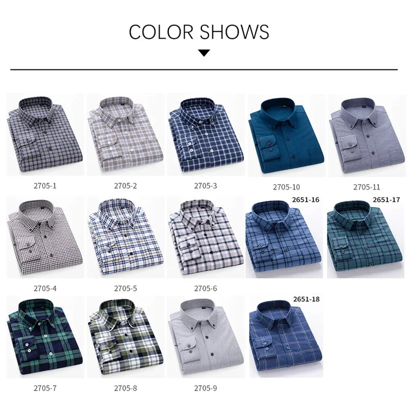 BROWON Brand 100% Cotton Elegant Dress Shirts for Men 2026 Spring Business Plaid Men Shirt Slim-fit Long Sleeves Tops Man
