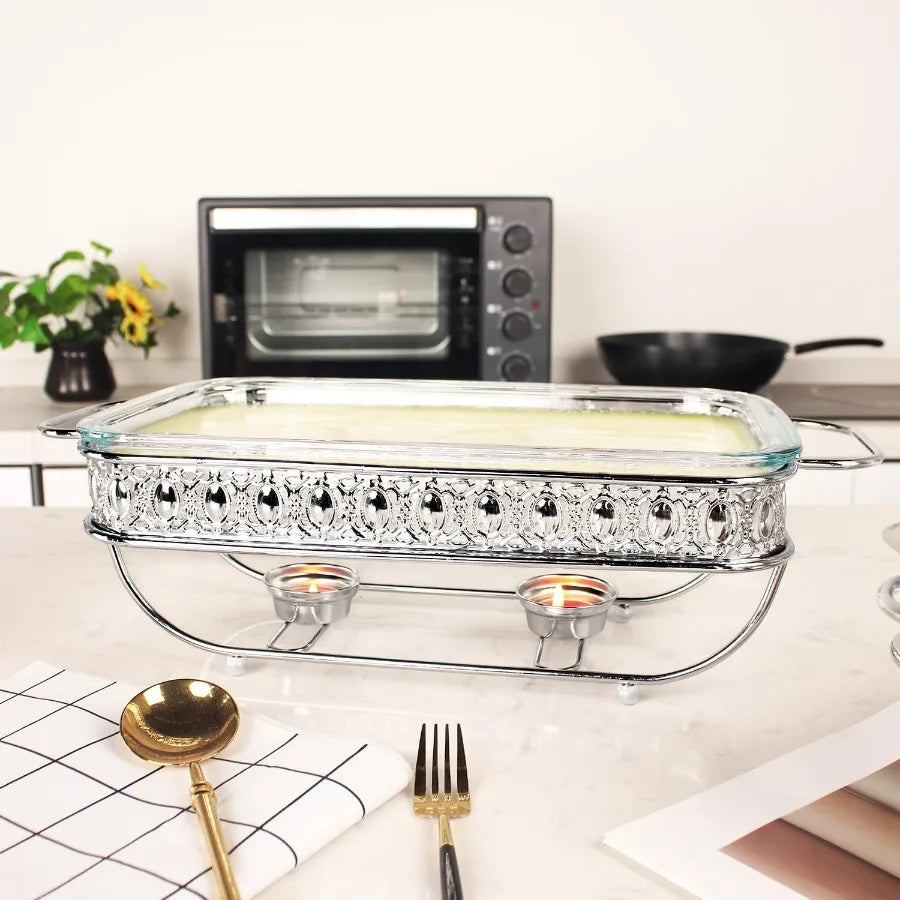 Casserole Dish Glass Bakeware With Stainless Lid And Rack