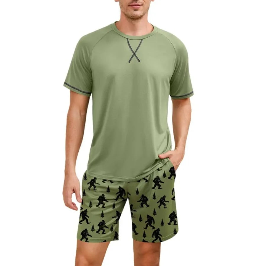 Marvmys Mens Pajama Set Cotton Summer Pjs Short Sleeve Sleepwear Lightweight Pajamas 2 Pieces Loungewear with Pockets S-2XL