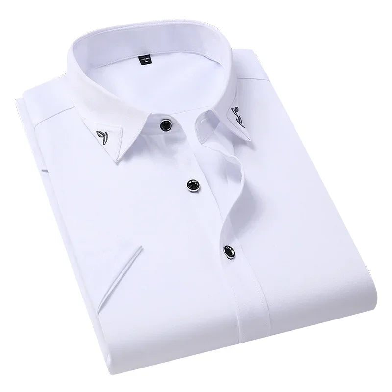 Browon Men Short Sleeve Anti Wrinkle Casual Shirt