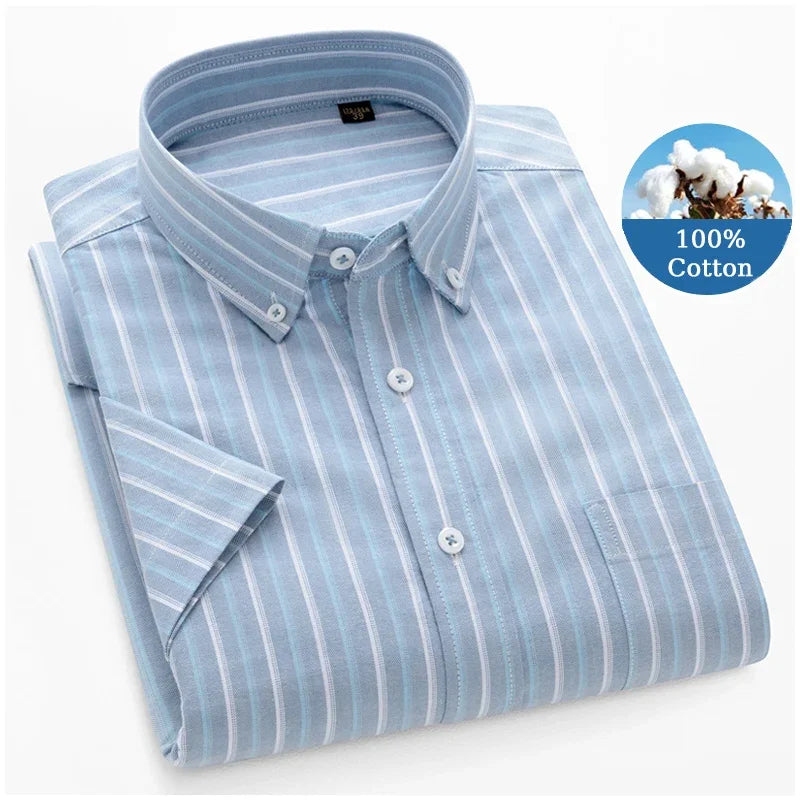 BROWON Premium Men Cotton Short Sleeve Casual Summer Shirt
