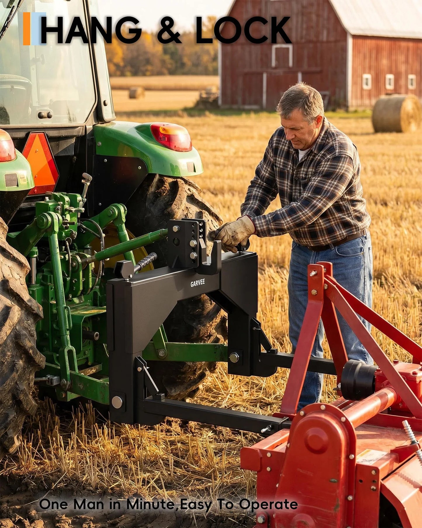 Heavy Duty For Category 2 Quick Hitch 4000lbs Capacity 3 Point Tractor Hitch Adapter With 2in Receiver & Bushings Farm Implements