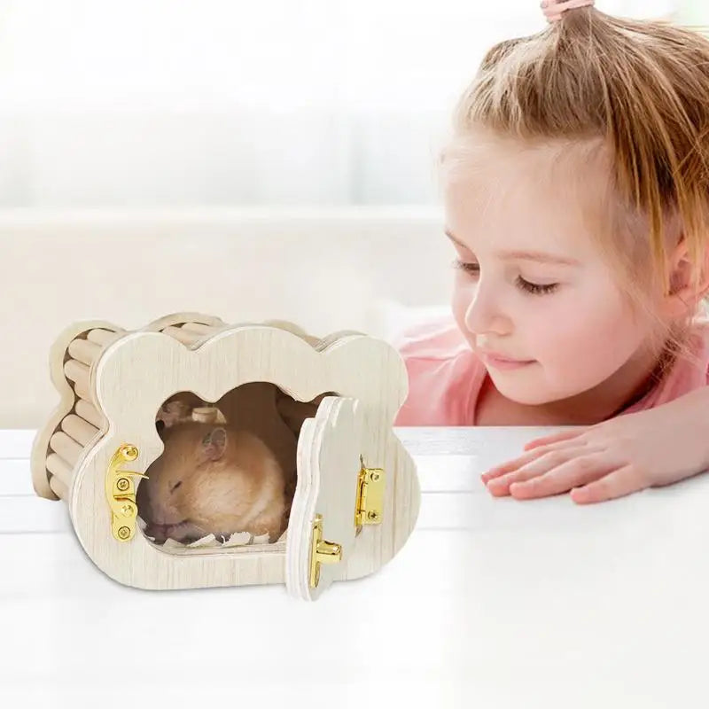 Tiny Hamster Wooden House Cute Cloud Shapes Tiny Hamster Hideout Small Animals Habitat Hut Small Pets Woodland House Habitats
