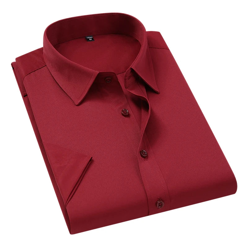 BROWON Mens Cotton Blend Short Sleeve Business Shirt