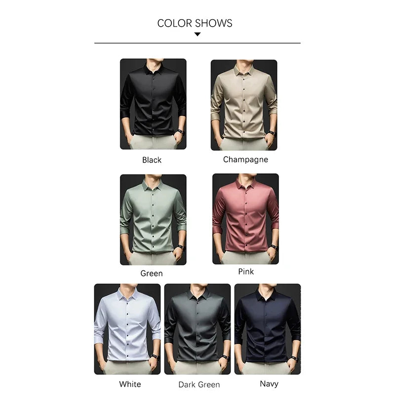 BROWON Mens Long Sleeve Formal Elegant Business Shirt