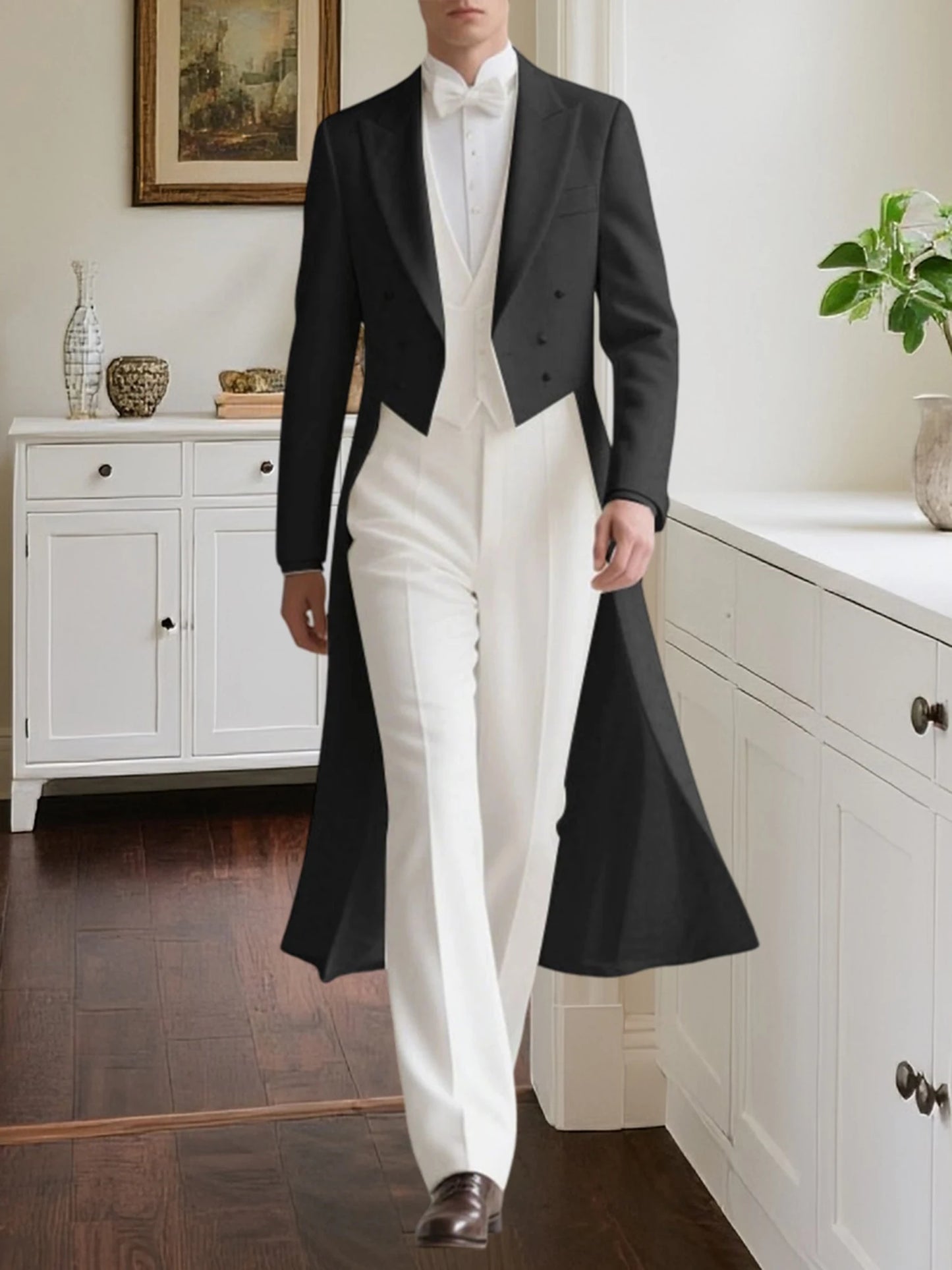 Men s Classic Blazer Jacket with Notched Lapel and Double-Breasted Closure Long Sleeve Solid Color Suit Coat
