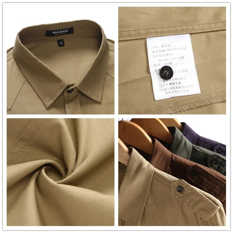Browon Mens Casual Military Style Epaulet Cotton Shirt