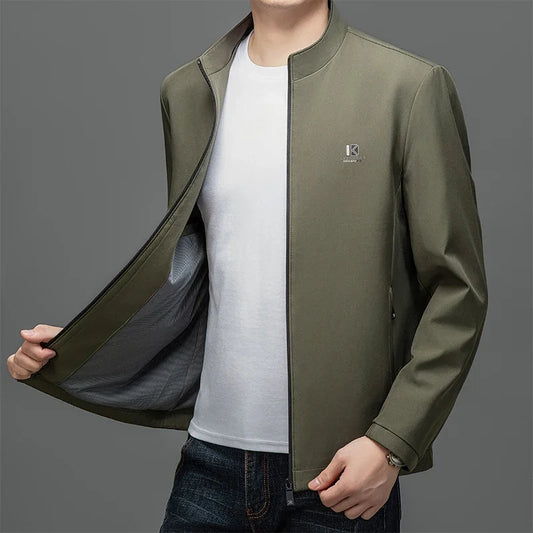 BROWON Brand Mens Daily Jacket Casual Solid Color Stand Collar Work Business Casual Autumn Jacket for Male 2026 Commuting Coat