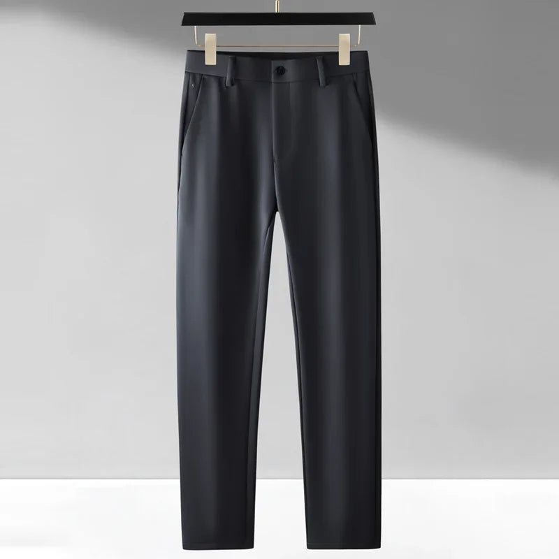 BROWON Pants Men Spring Luxury Elastic Black Pant Thicken Straight Anti-wrinkle Autumn Work Trousers for Men Bottom