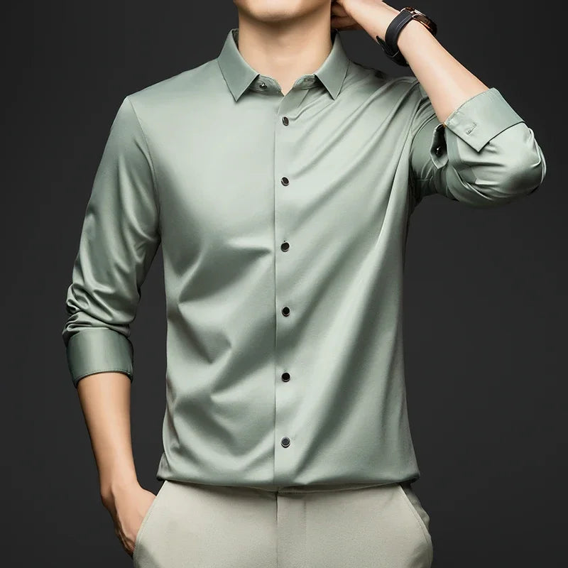 BROWON Mens Long Sleeve Formal Elegant Business Shirt
