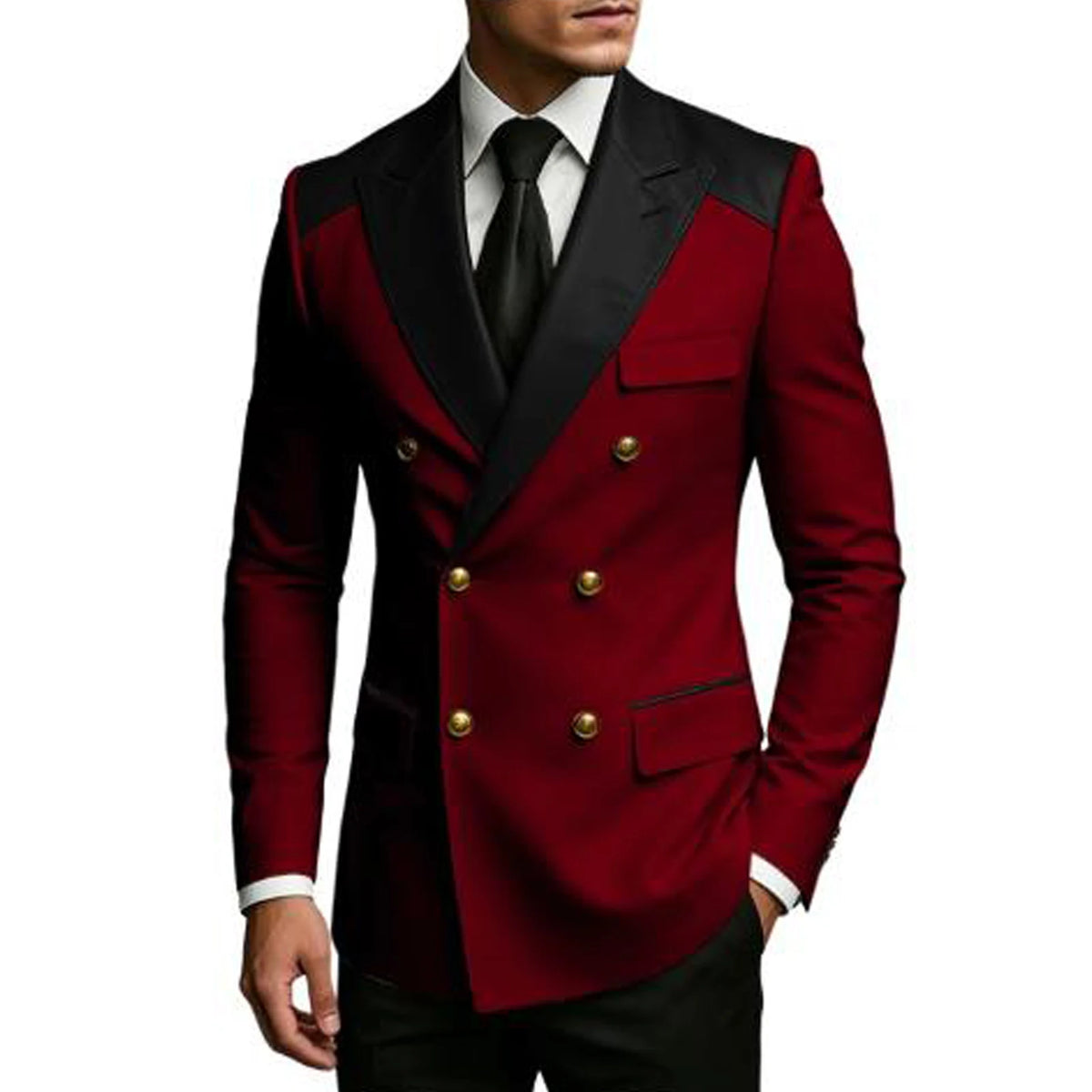 Men's Double Breasted Blazer Slim Fit Contrast Color Suit Jacket Business Casual Formal Wear for Wedding Prom Party Sport Coats