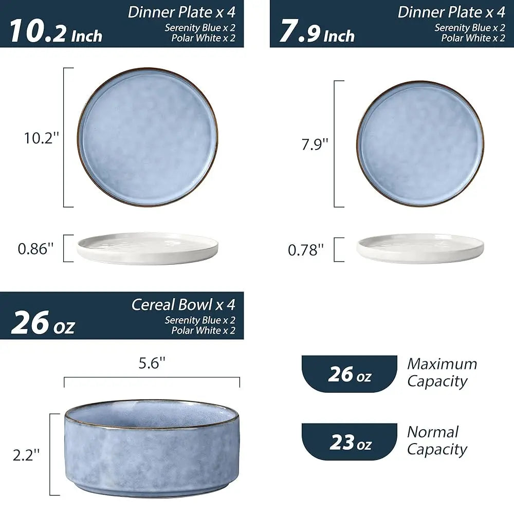 Bonjean 12Piece Stoneware Dinnerware Set For 4 With Bowls