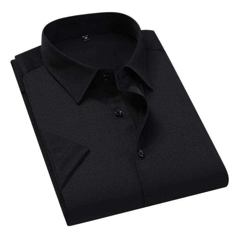 BROWON Mens Cotton Blend Short Sleeve Business Shirt