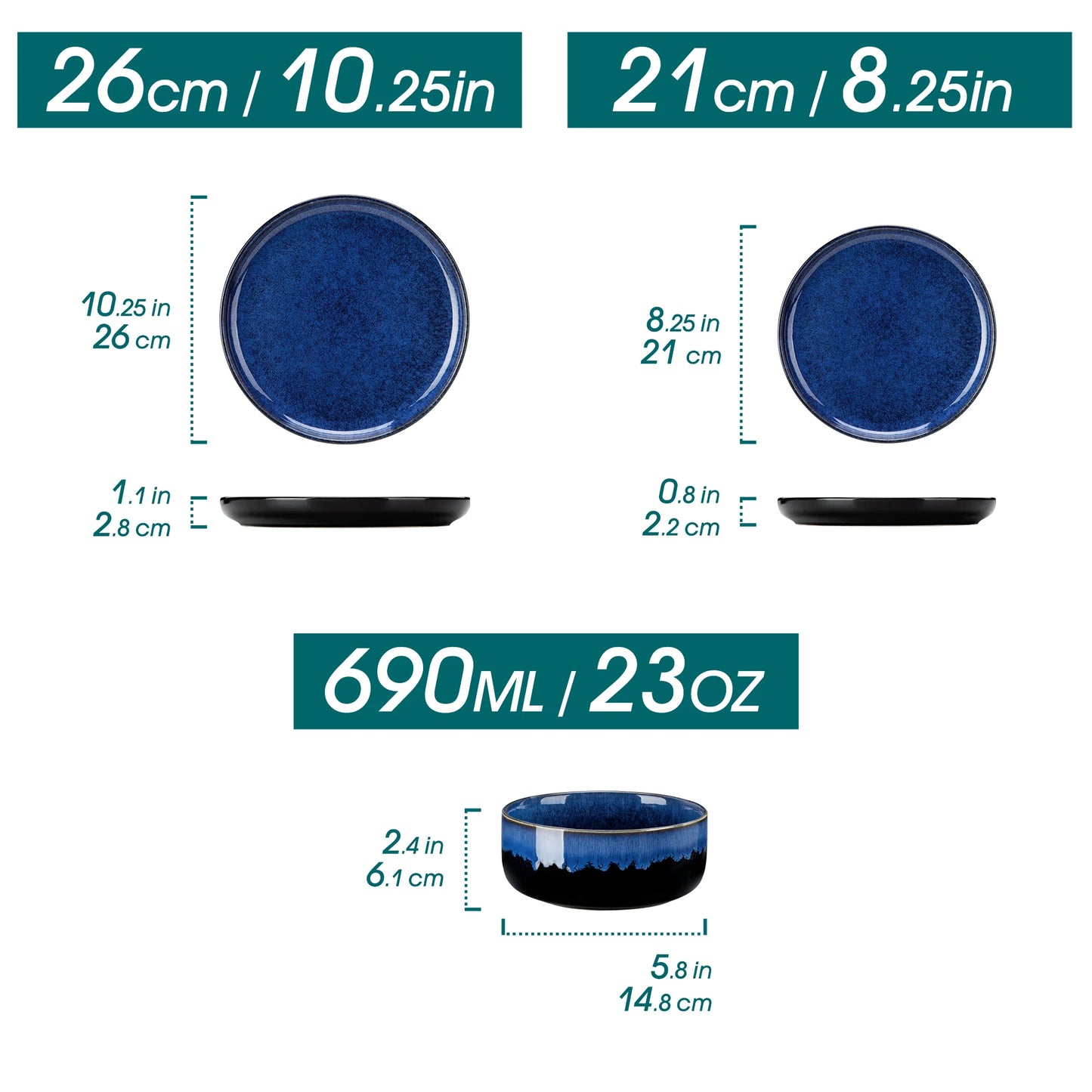 MALACASA Starry Reactive Glaze Stoneware Dinnerware Set