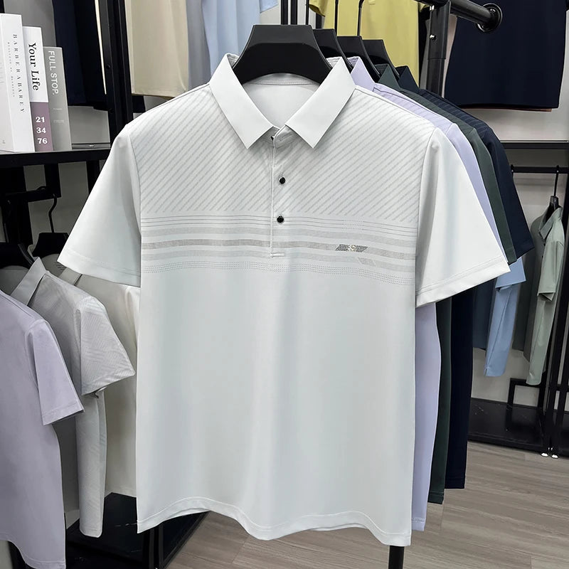 Browon Men Breathable Ice Silk Polo Shirt For Office Wear