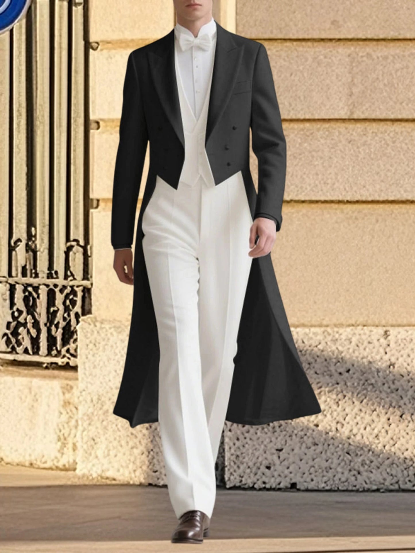 Men s Classic Blazer Jacket with Notched Lapel and Double-Breasted Closure Long Sleeve Solid Color Suit Coat