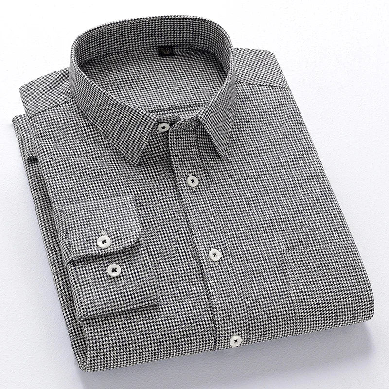 BROWON Men Premium Plaid Cotton Business Shirt