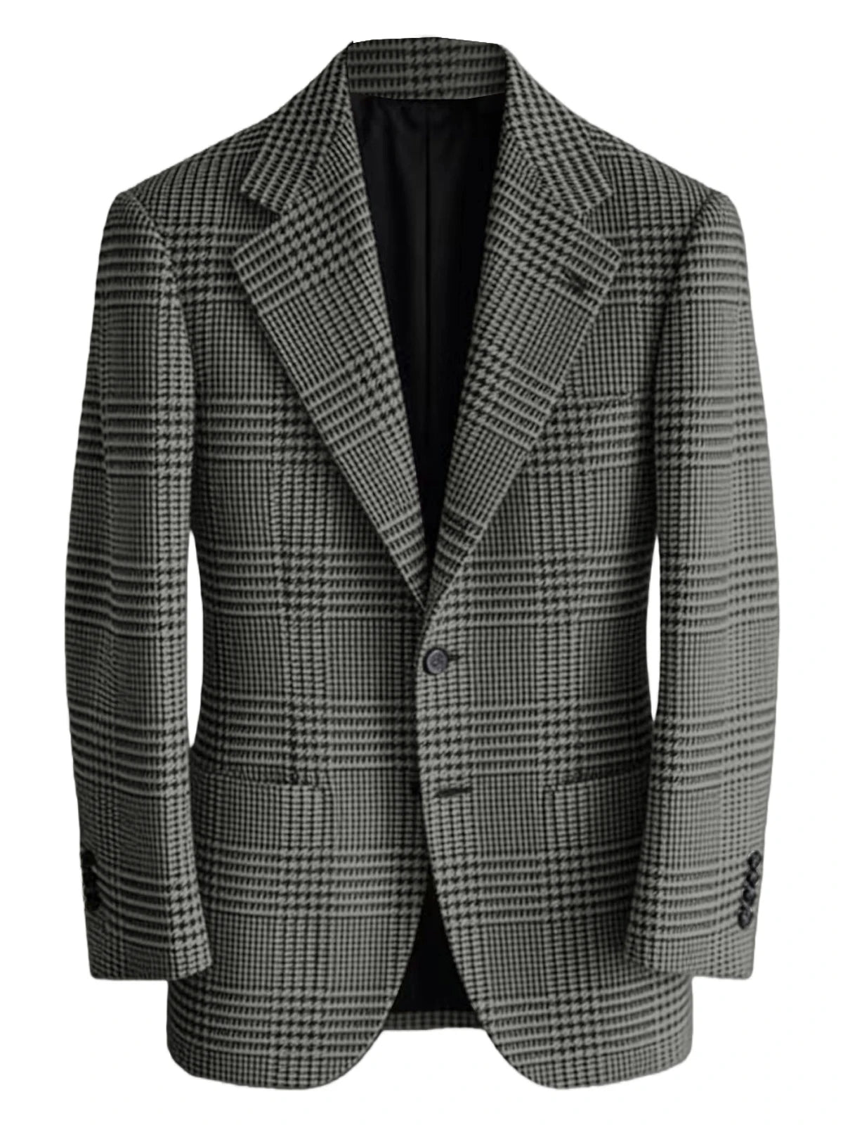 Mens Houndstooth Plaid Blazer Slim Fit Wool Blend Sport Coat Casual Two Button Notch Lapel Jacket Business Formal Tuxedo