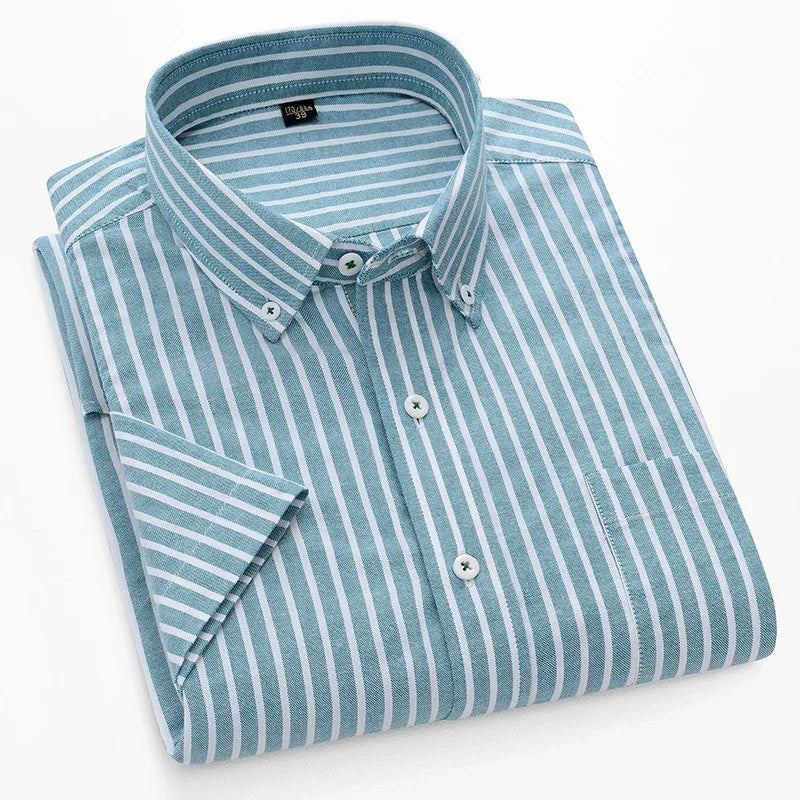 Browon Men Classic Oxford Cloth Business Short Sleeve Shirt