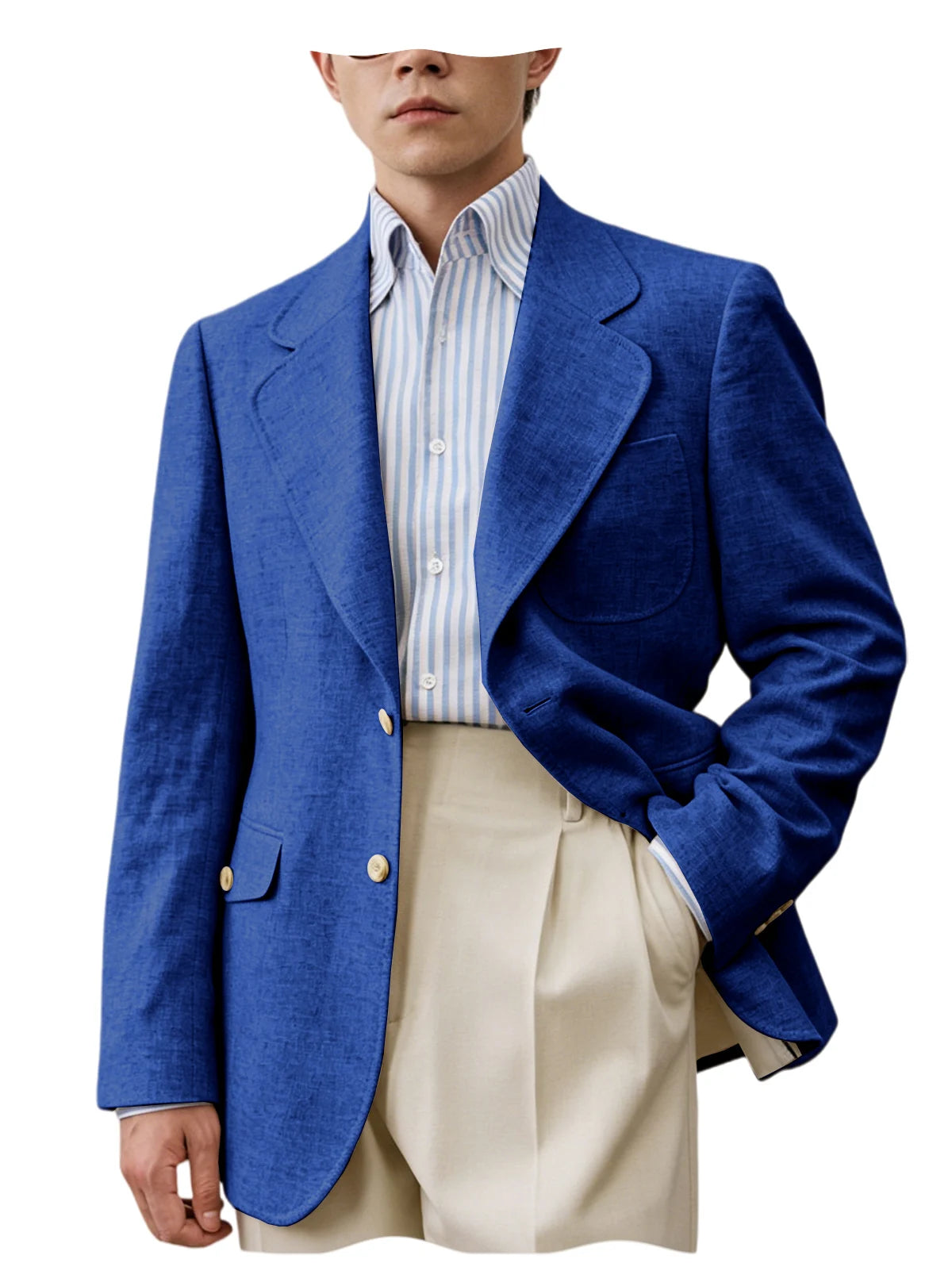 Men's Linen Blazer Casual Business Suit Jacket Single Breasted Notch Lapel Sport Coat Breathable Summer Wear for Wedding Party
