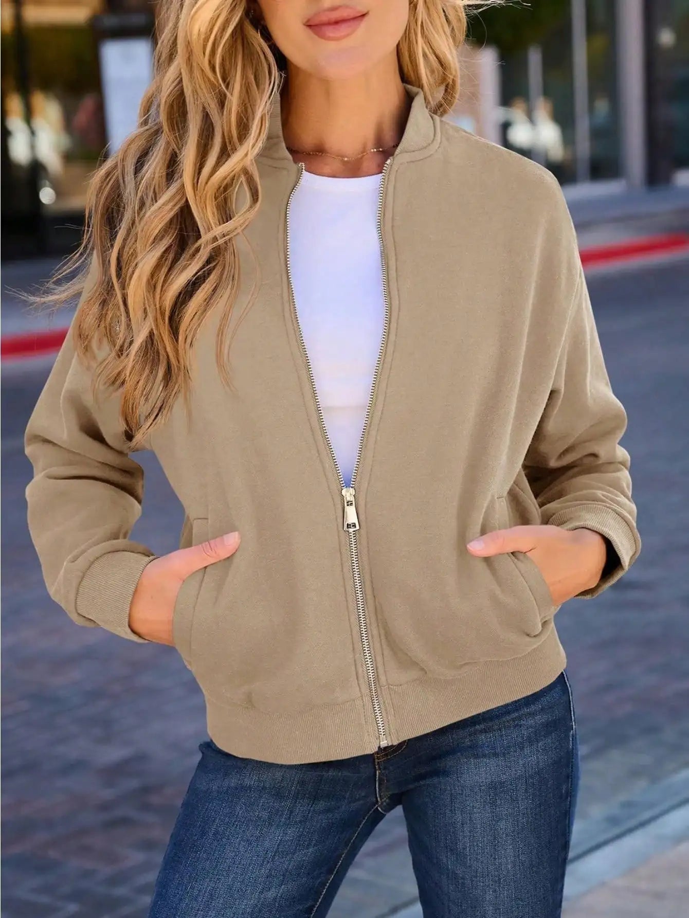 Quilted Zip Up Jacket For Women