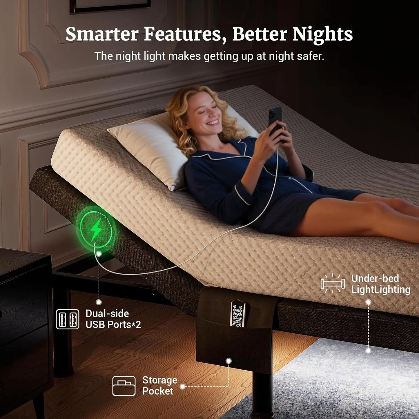Queen T600 Adjustable Electric Bed Frame, Zero Gravity, Massage, Remote & Dual Side USB Ports, Customized