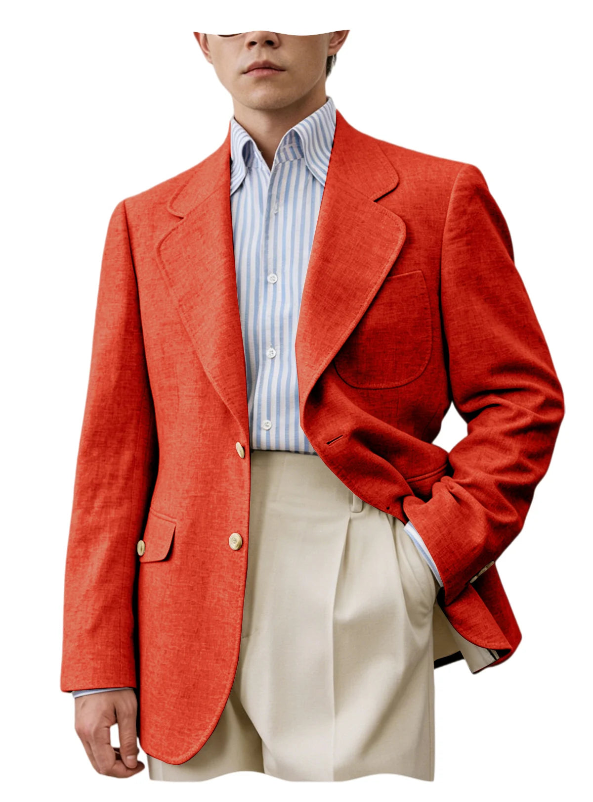 Men's Linen Blazer Casual Business Suit Jacket Single Breasted Notch Lapel Sport Coat Breathable Summer Wear for Wedding Party