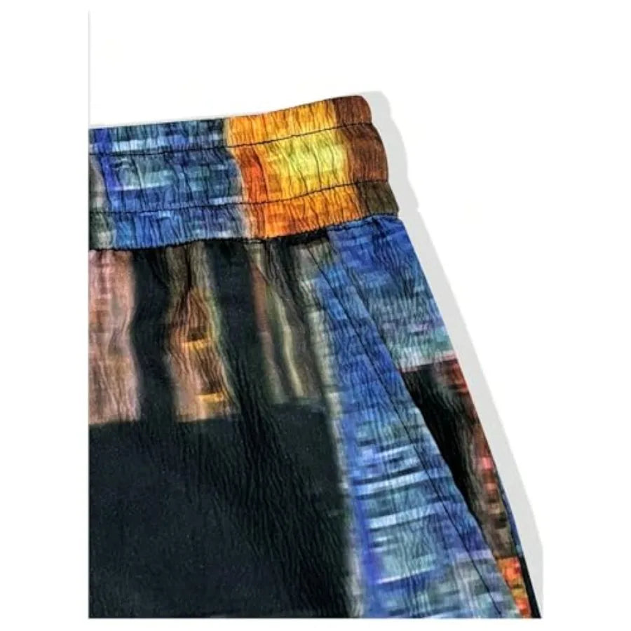 GORGLITTER Men's Patchwork Pants Drawstring Waist Wide Leg Baggy Wide Leg Pants Summer Vacation Beach Trousers