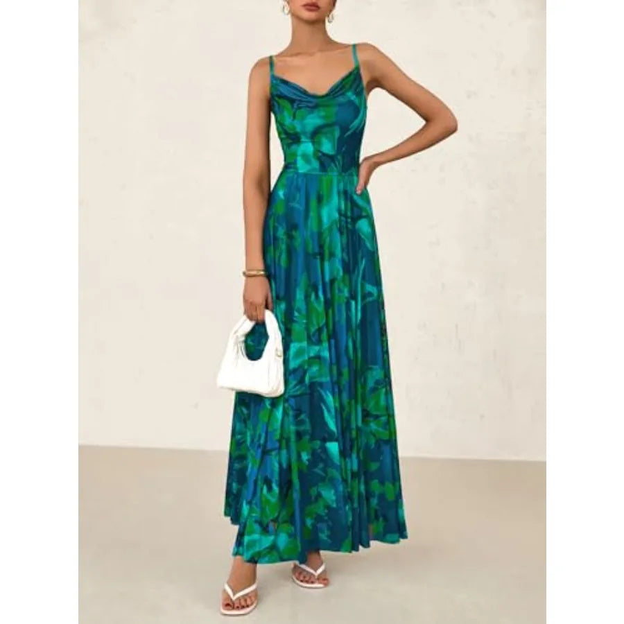 BTFBM Women Summer Floral Maxi Dresses Elegant Spaghetti Strap Dress Printed Party Dress Beach Long Dresses