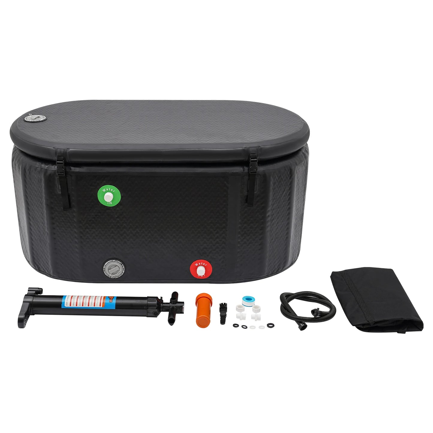 275L/370L Inflatable Cold Plunge Tub, 132*70/150*80cm Portable Tub Inflatable Ice Bucket Bathtub w/Insulated Lid
